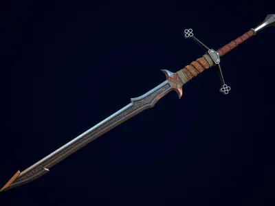 Fantasy Nordic Sword Low-poly 3D model