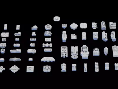 Scifi Greeble Kitbash 3D model
