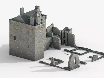 Balvaird Castle Low-poly 3D model