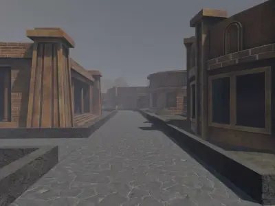 Ancient Ruins In A Misty Landscape 3D model