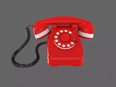 vintage telephone phone red communication retro 3D model