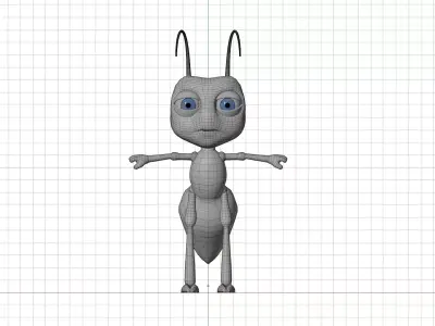 Rigged Stylized Red Blue Green Cartoon Male Ant Character Free 3D model purchase