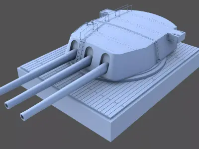 406mm Mark I triple turret - Personal license - 1-72 scale 3D print model