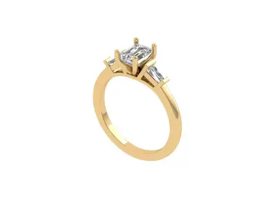 Emerald Solitaire Ring 3D print model 22
