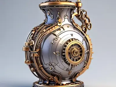 Steampunk Mechanical Vase Low-poly 3D model