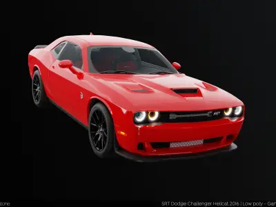 Dodge Challenger SRT Hellcat 2016 PBR GameReady Low-poly 3D model