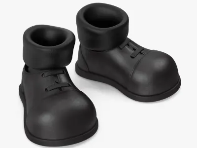 Cartoon Leather Shoes Black with Socks 3D model