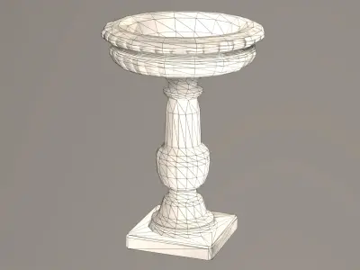 Ancient Concrete Water Fountain old stone Low-poly 3D model
