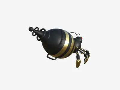 Cute Robot E05 Black Gold - SciFi Character Design Low-poly 3D model