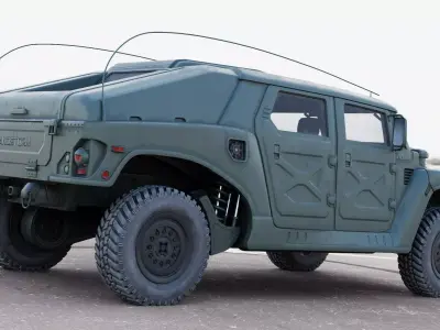Military Vehicle Humvee HMMWV Concept Army Green Color 3D model