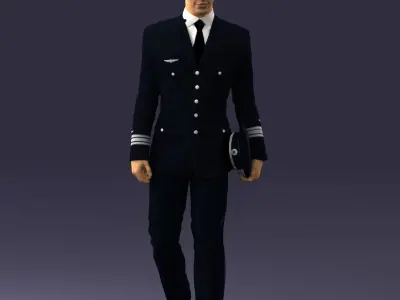 Male pilot in uniform 0296 3D Print Ready 3D print model