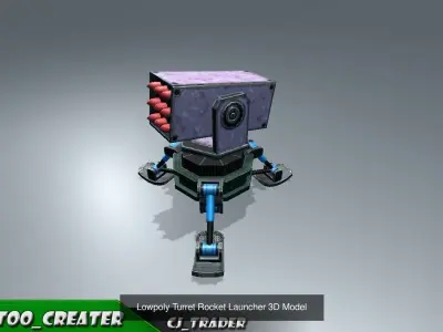 Lowpoly Mobile Turret Pack 3D Model