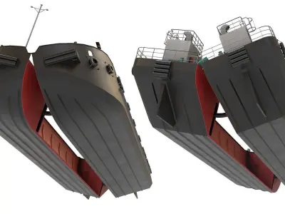 Split Hopper Barge 3D model