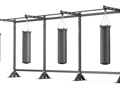 3 Heavy boxing stand with Punching Bags 3D model