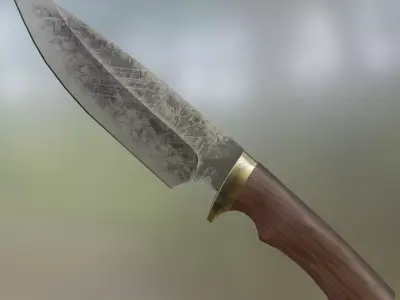 Hunting Camping Cooking and Survival Knife Low-poly 3D model