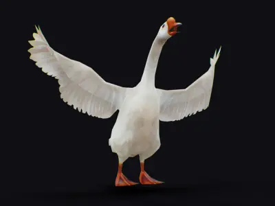 Goose Domestic Farm Animated Lowpoly Bird Animal Low-poly 3D model