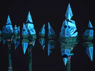 Stylized Weapon Ice Staff Low-poly 3D model
