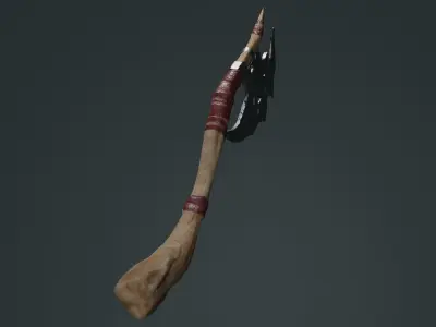 Wooden Combat Axe - Low Poly 3D Model Free low-poly 3D model