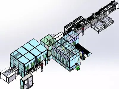 Cylindrical battery sorting and encapsulation production line 3D model