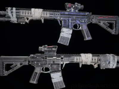 Game Ready Assult Rifle  Customized Low-poly 3D model