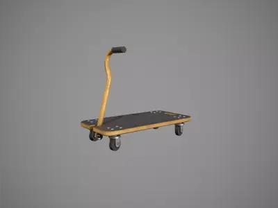 Transport Trolley - Yellow Low-poly 3D model