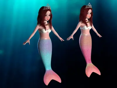 mermaid Character Low-poly 3D model