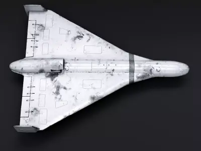 Aged White Geran-3 Shahed-238 Jet-Powered Kamikaze Drone Low-poly 3D model