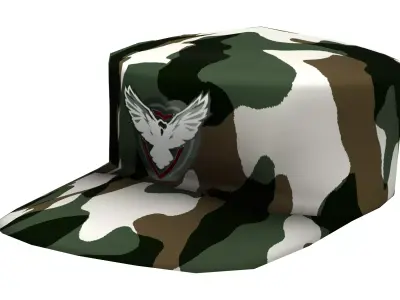 Military Camouflage Hat Low-poly 3D model