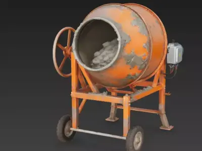 Portable Industrial Cement Mixer 3D Model Low-poly 3D model