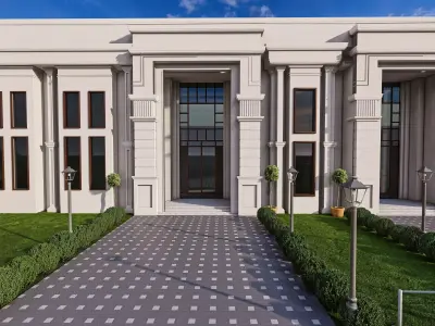 Grand Classical  Entrance Greek Architectural 3D Model Low-Poly Low-poly 3D model