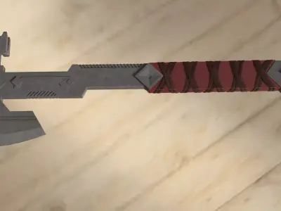 Viking axe Low-poly 3D model 19