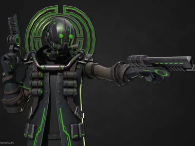 Biochemical marksman Low-poly 3D model