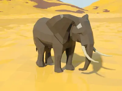Elephant 3d model animated Low-poly 3D model