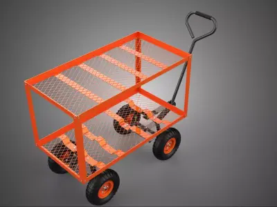 HEAVY DUTY DOUBLE DECKER TIER BED NET TROLLEY WAGON CART GARDEN 3D model