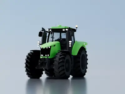 Modern Agricultural Tractor 3D Model  Low-poly 3D model