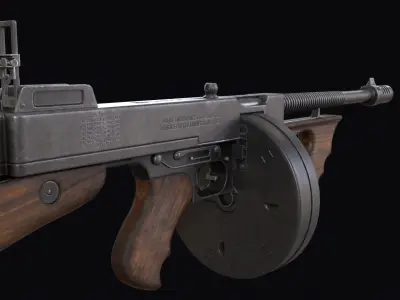 Thompson Submachine Gun Low-poly 3D model get