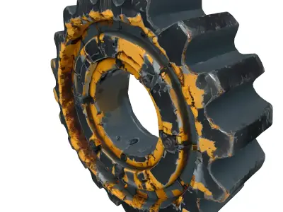 SciFi Damaged Gear Game Asset Low-poly 3D model