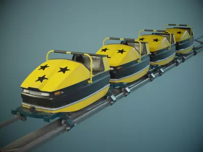 Roller Coaster Cart PBR Game Ready Low-poly 3D model