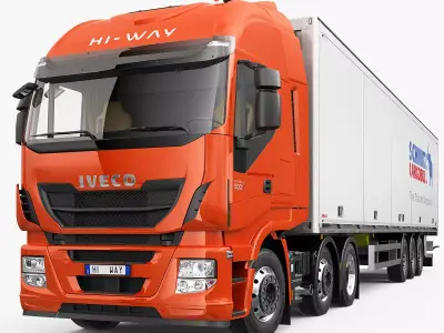 Iveco Stralis HI-WAY 6X2 With Semi Trailer 3D model