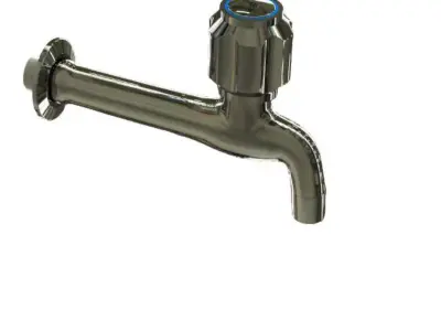 Realistic Stainless Steel Water Tap Faucet 3D Model 3D model