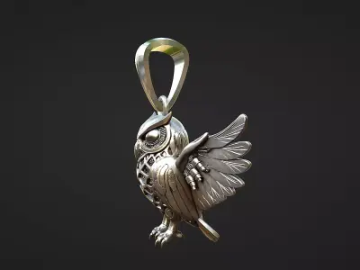 mechanical owl pendant Industrial arts 3D print model