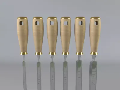 Chisel five wooden screwdrivers 3D model