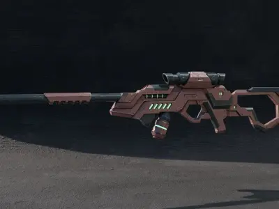 Cyberpunk Rifle Free low-poly 3D model