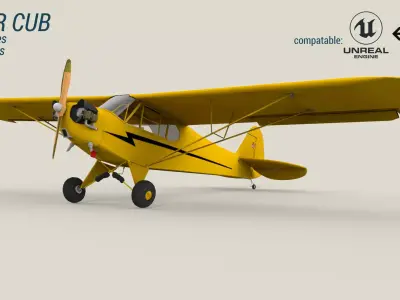 Piper Cub Low-poly 3D model