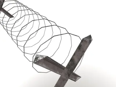 Barbed Wire Barricade  Low-poly 3D model