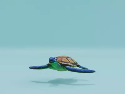 Swimming Turtle Low-poly 3D model