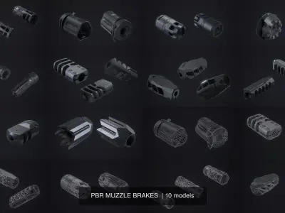 PBR MUZZLE BRAKES  3D Model Pack