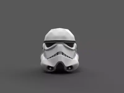 Low-Poly Star Trooper Helmet Stylized Style Sci-Fi Game Asset Free low-poly 3D model