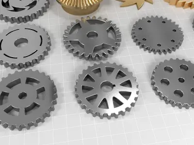 30 gears Low-poly 3D model