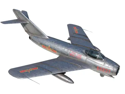 PLAAF J-5 J5 Mig17 Mig-17  fresco jet Fighter Low-poly 3D model